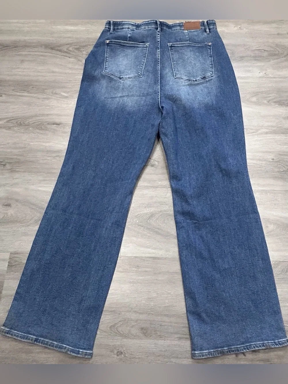 Judy Blue High Rise Wide Leg Jeans 3XL Jumpsuit Style Raw Waist Frayed Blue 34